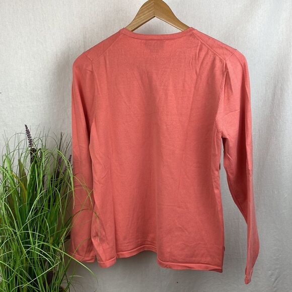 Pendleton Silk Blend Long Sleeve Coral Crew Neck Tee T Shirt L - Picture 3 of 7
